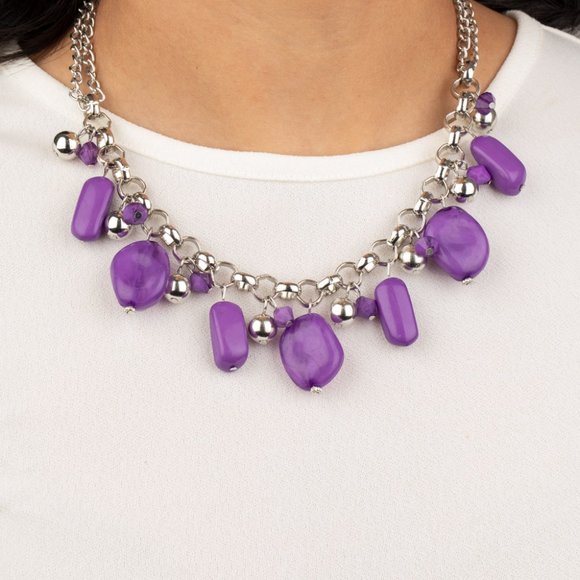 Paparazzi Grand Canyon Grotto Purple Necklace and Earring Set - Picture 1 of 2